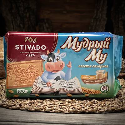 Печенье сахарное с вкусом сгущенного молока Мудрый Му · 370 г
