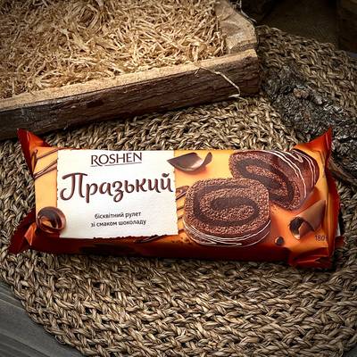 Бисквитный шоколадный рулет Пражский Roshen · 180 г